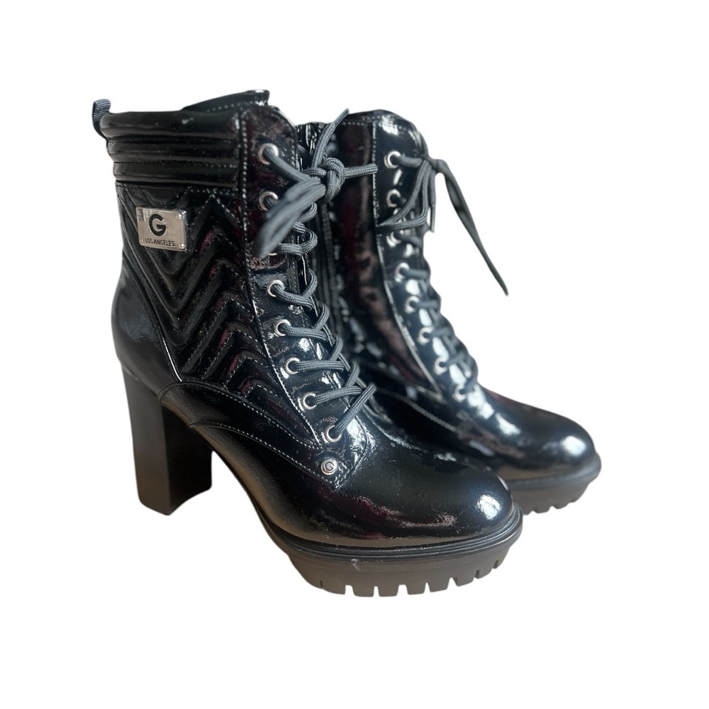 G by Guess Black Heeled Boots with Chunky Heel and Platform Sole